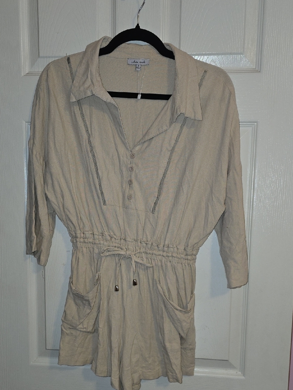 white birch Cream Button-Front Tunic